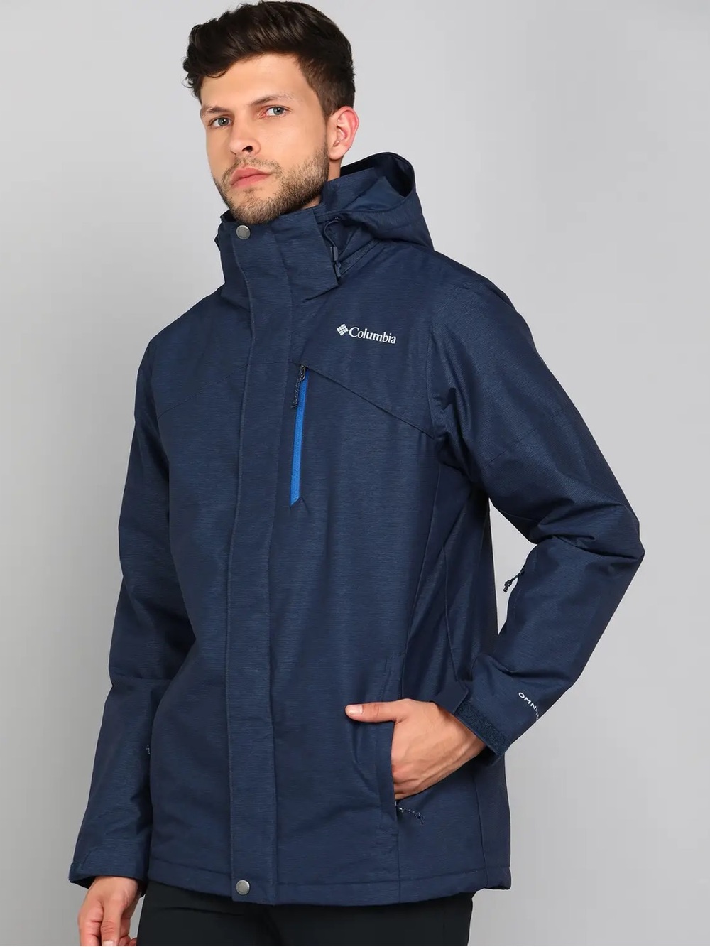 Columbia Last Tracks Men's Dark Navy Waterproof Ski Jacket with Hood Size L